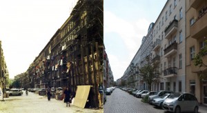 Blick in die Mainzer-Straße, links: 01. Juni 1990, rechts: 19. Mai 2012