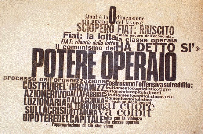 Nanni Balestrini, Potere Operaio (1971), zuletzt gezeigt in seiner interdisziplinären und transnationalen Ausstellung Ottobre Rosso, Fondazione Mudima, Mailand, Okt./Nov. 2017 (Foto: Archiv JS)