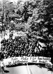 Antifa-Demo in Osberlin-Lichtenberg, am 24. Juni 1990