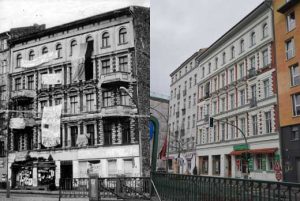 Das Besetzte Haus Schoenhauser Allee 20 - links: Dezember 1989, rechts: Mai 2012; Archiv telegraph