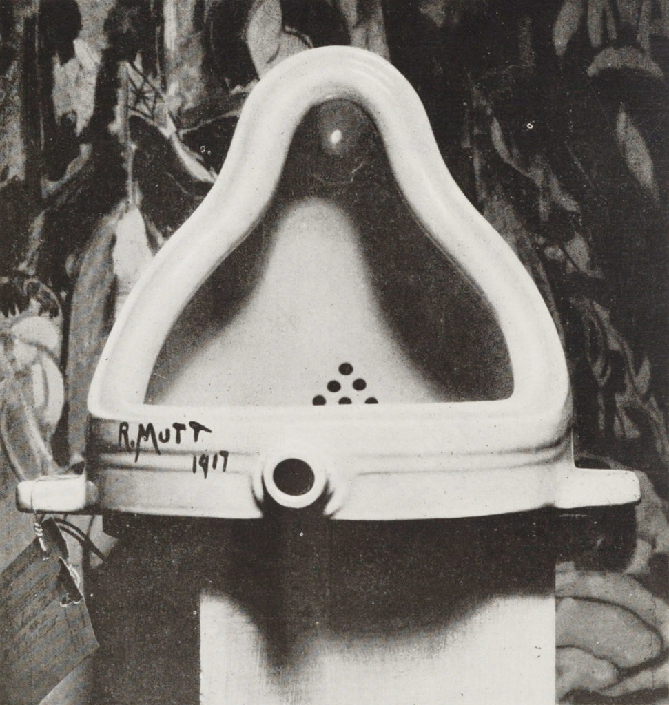 "Fountain by R. Mutt, Photograph by Alfred Stieglitz, THE EXHIBIT REFUSED BY THE INDEPENDENTS"